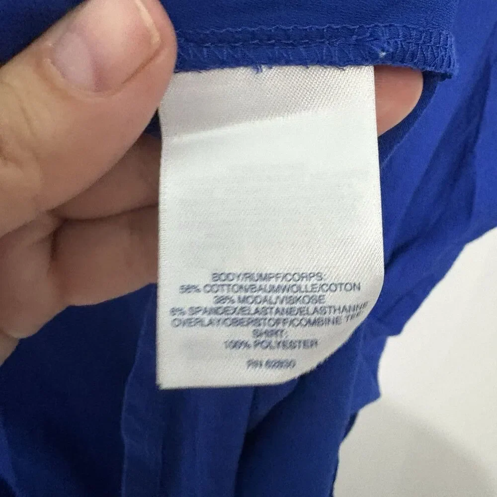 Lands' End Blue Short Sleeve Chiffon-Back Blouse Womens 2X 20W-22W Cobalt Blue - Picture 4 of 7